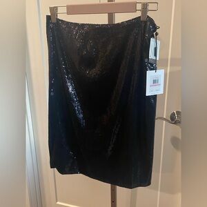 NWT Calvin Klein Black Shiny Sequin Pencil Skirt Size 6 $89